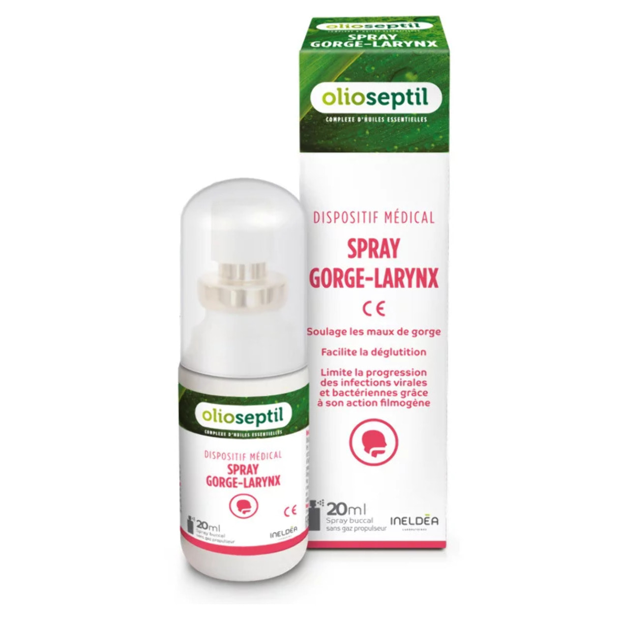 OLIOSEPTIL - Spray Gorge-Laynx - Idéal en cas de maux de gorge dès les premières gènes - Sans gaz propulseur - Dispositif Médical - 20 ml