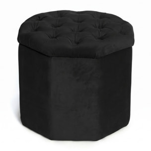 Pouf contenitore ottagonale in velluto - NERO