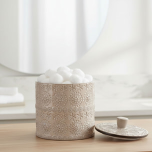 Boite à cotons Porcelaine RELIEF Beige Spirella