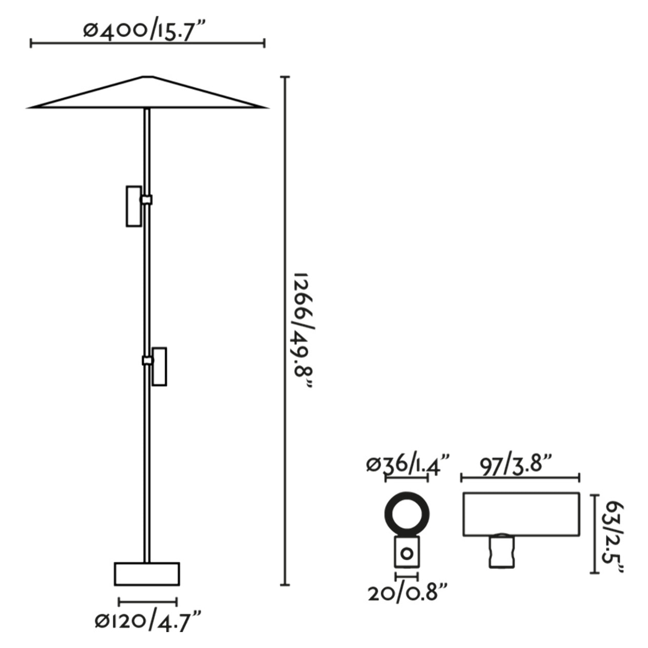 CLAP 1266 Lampe balise noire 2x6W 3000K 38º avec écran