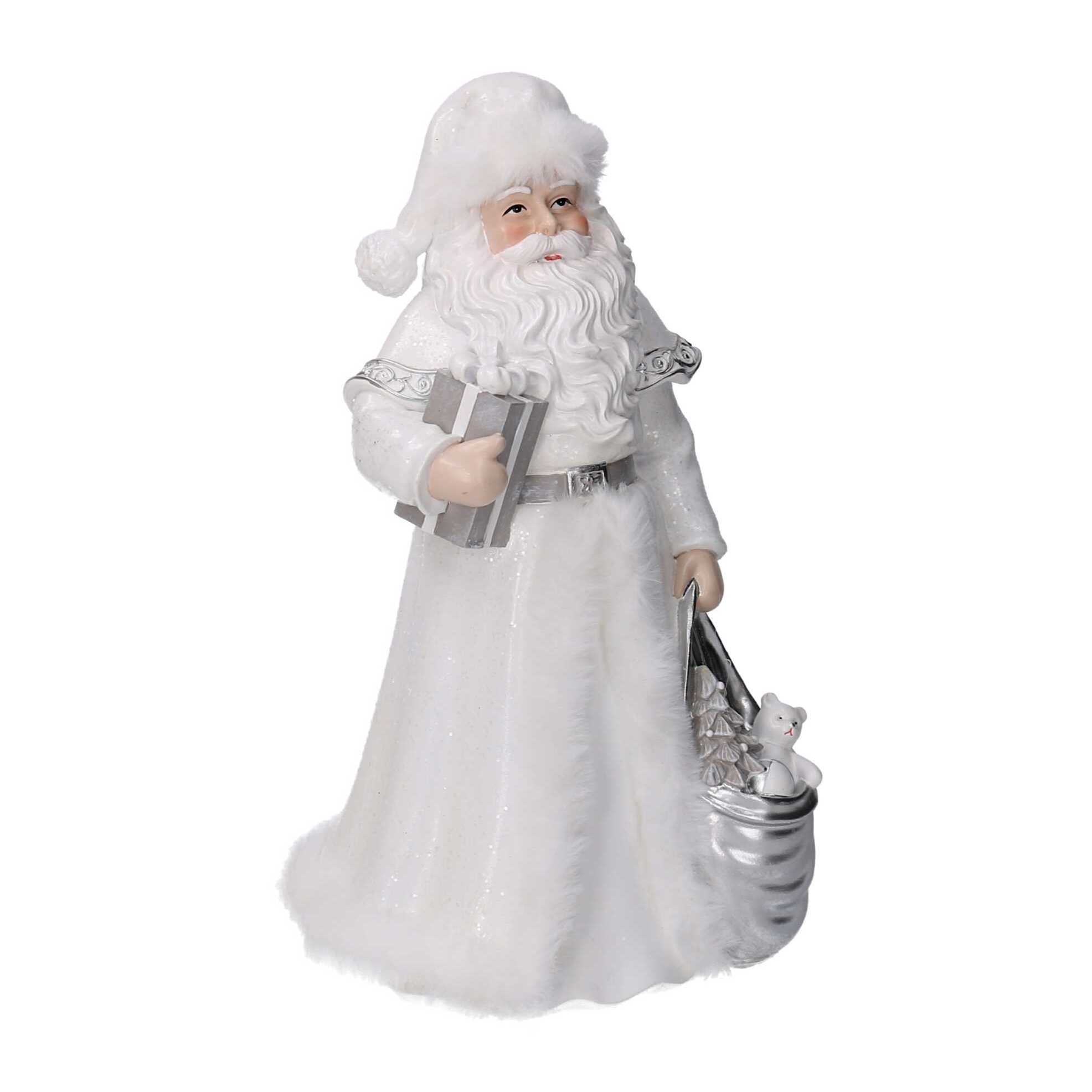 Babbo natale in resina bianco cm16x15,5h31