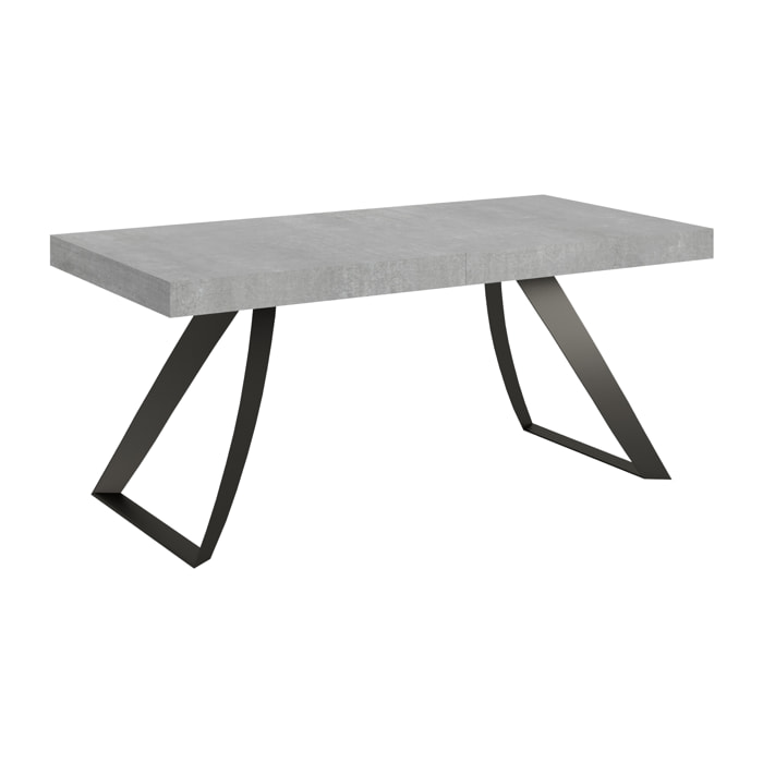 Table extensible 90x180/284 cm Proxy Gris Béton cadre Anthracite