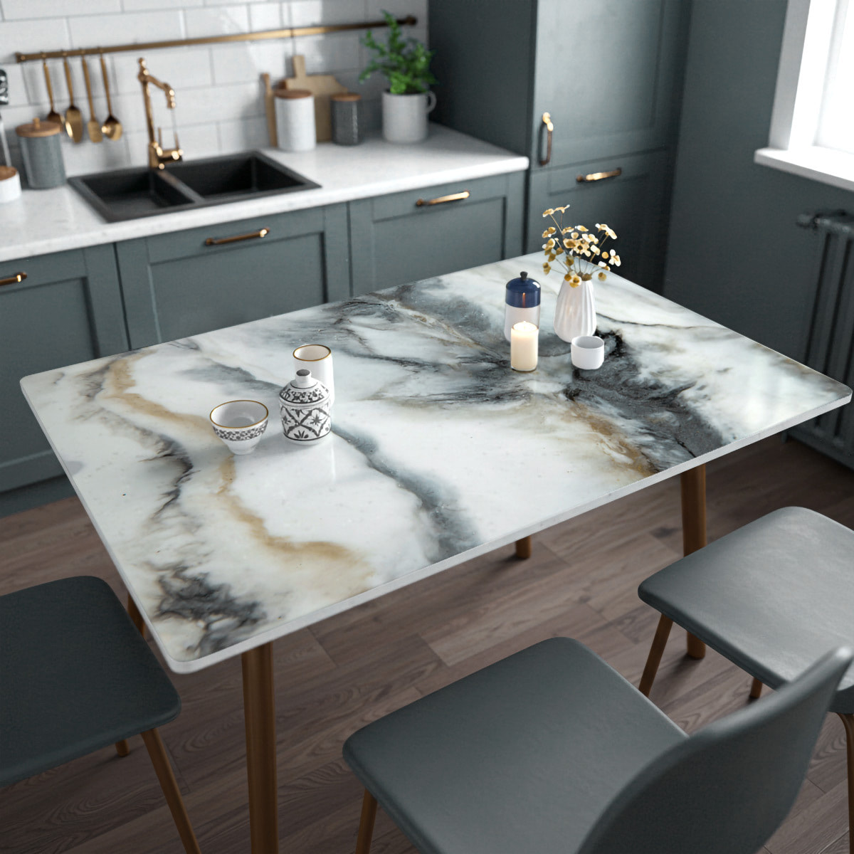 Rouleau revêtement adhésif imperméable - Sticker lavable plan de travail - ÉPOXY ZÉNITH