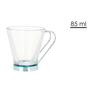 PACK 6 TAZZE IN VETRO CON MANICO IN METALLO 85 ML CAFFÈ