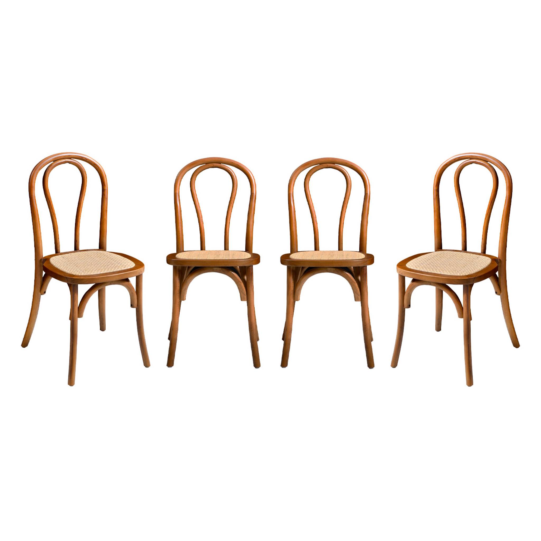 Chaise vintage bois et rotin (lot de 4) BASTILLE