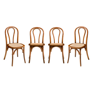 Chaise vintage bois et rotin (lot de 4) BASTILLE