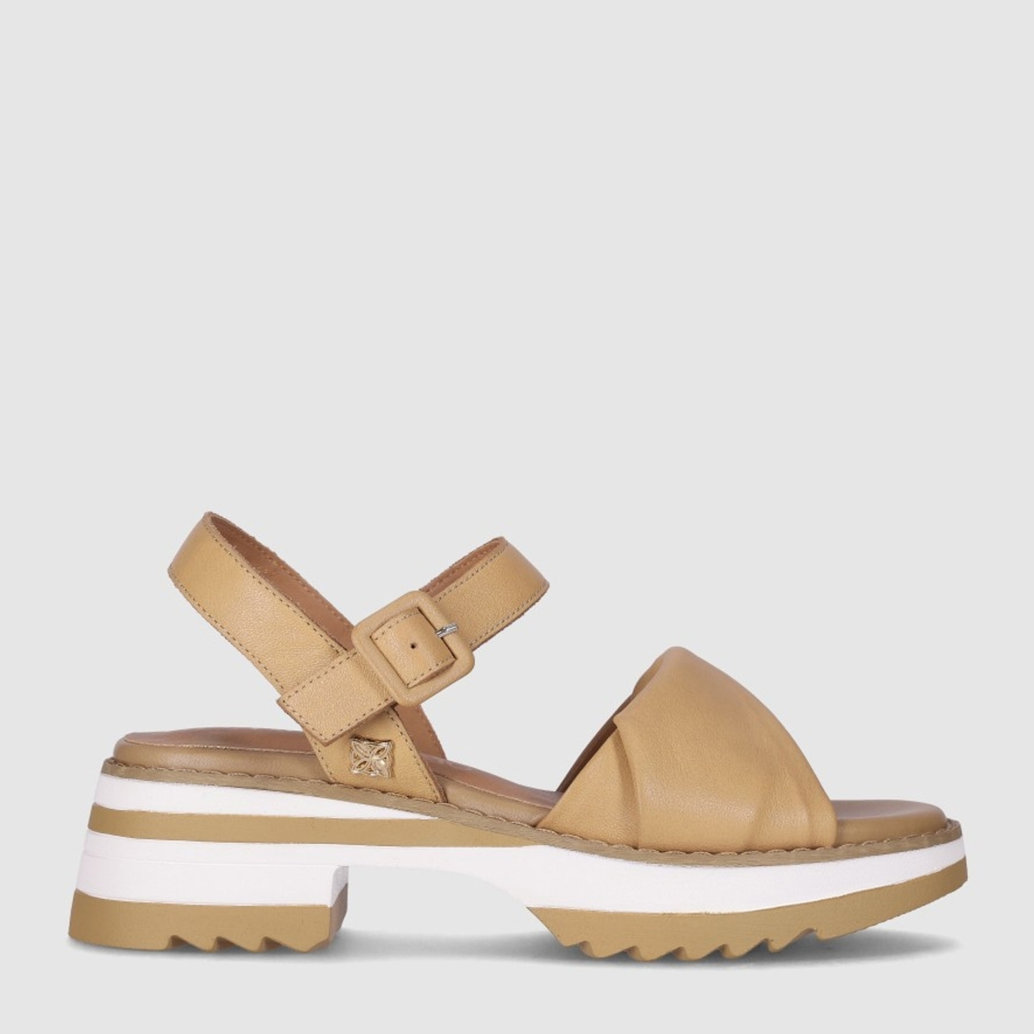 Sandalias de Piel - Beig - Tacón: 4 cm