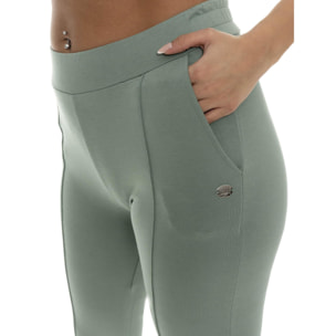 Pantaloni da donna in cotone non felpato con piega Leone Basic