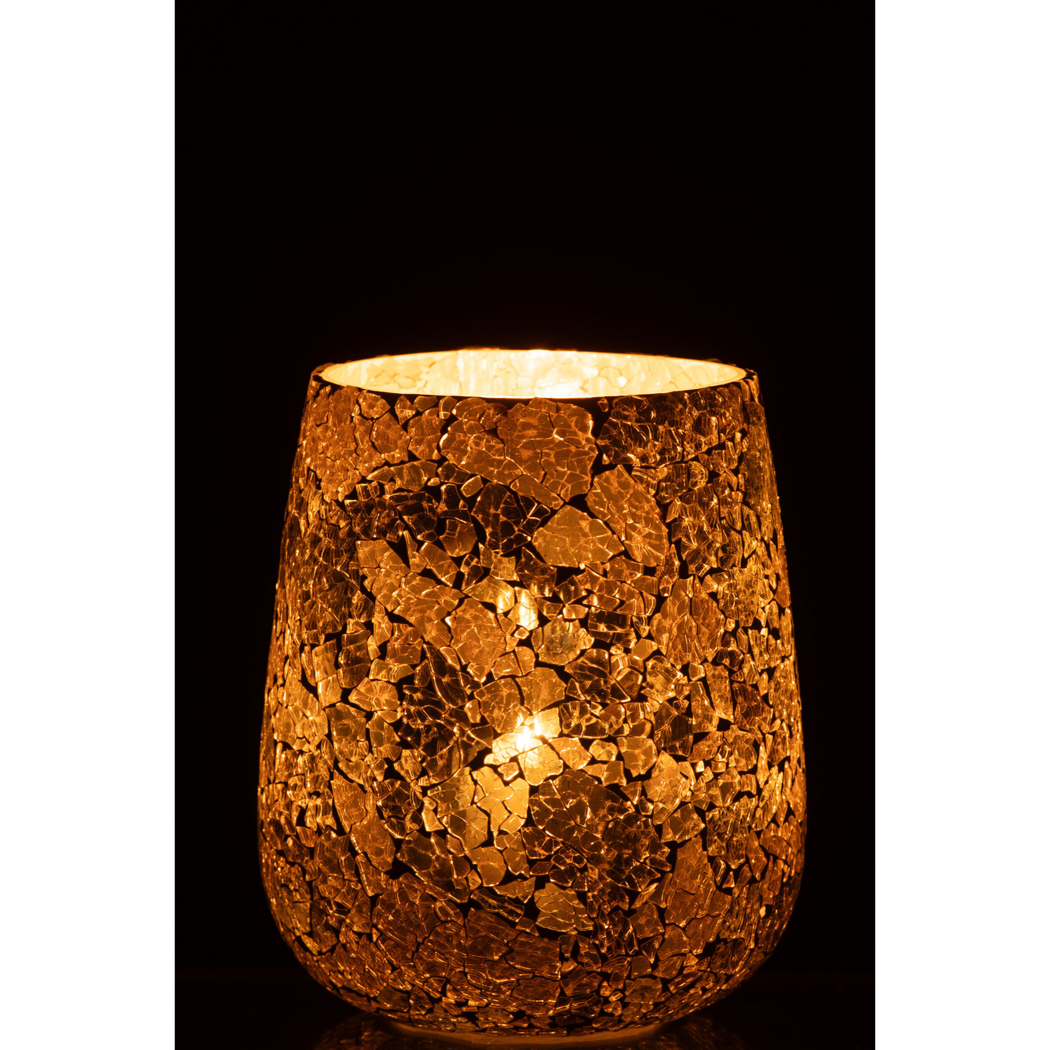 J-Line bougeoir Craquelé - verre - or