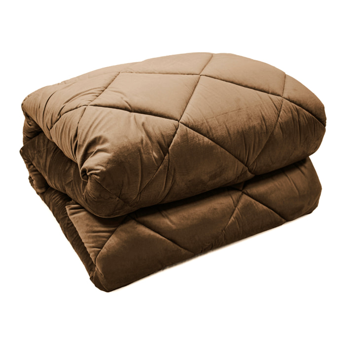 TRAPUNTA INVERNALE MATRIMONIALE IN VELLUTO MARRONE PRODOTTO ITALIANO