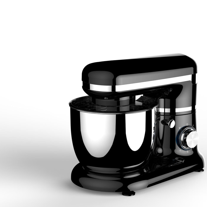 Robot pâtissier avec bol de 5 litres en acier inoxydable 1000W noir