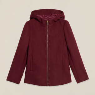 Oltre - Cappotto corto con cappuccio e zip - Bordeaux