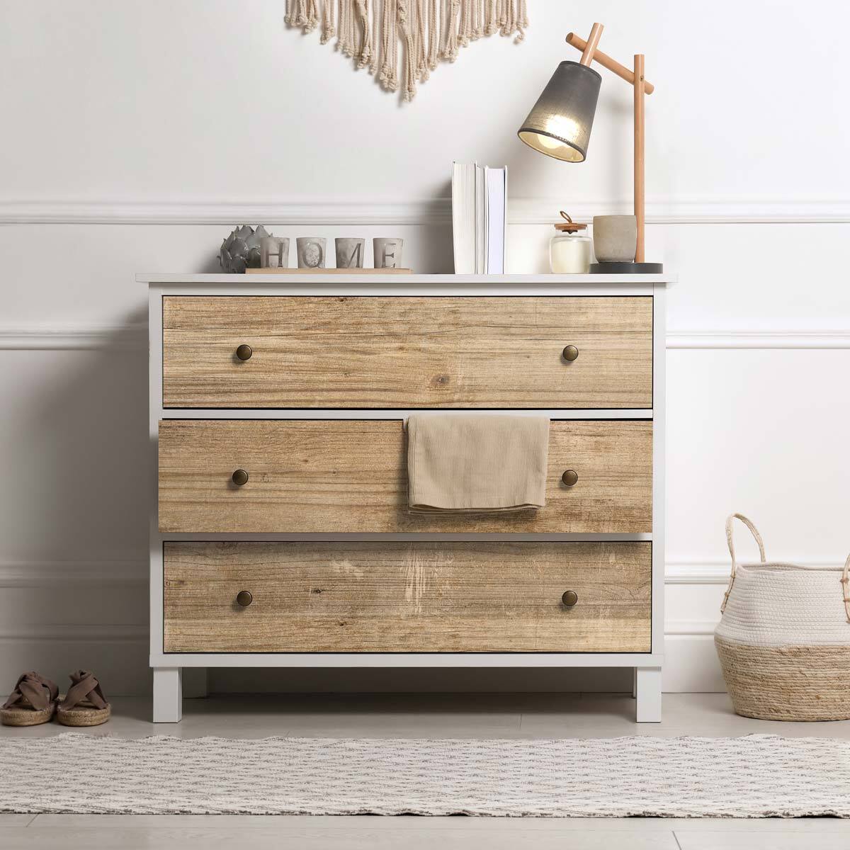 Rouleau revêtement adhésif vinyle au mètre - Sticker lavable Cuisine Meuble Armoire Porte - BOIS VINTAGE