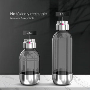 Máquina LC-SDS01 para preparar agua con gas y bebidas carbonatadas en casa. Incluye botellas de 600ml y 1L.