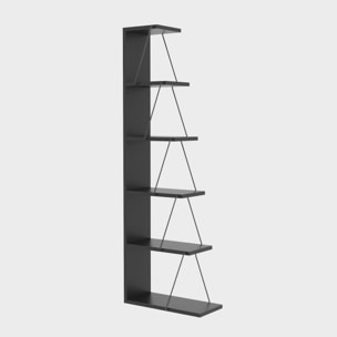 Libreria Dpallanc, Scaffale da ufficio, Mobile portalibri, Biblioteca, 50x22h150 cm, Antracite e Nero