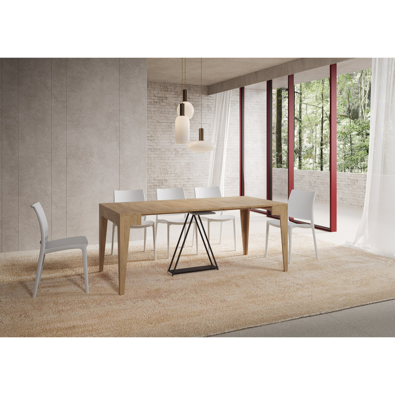 Consola extensible 90x42/302 cm Zima roble natural