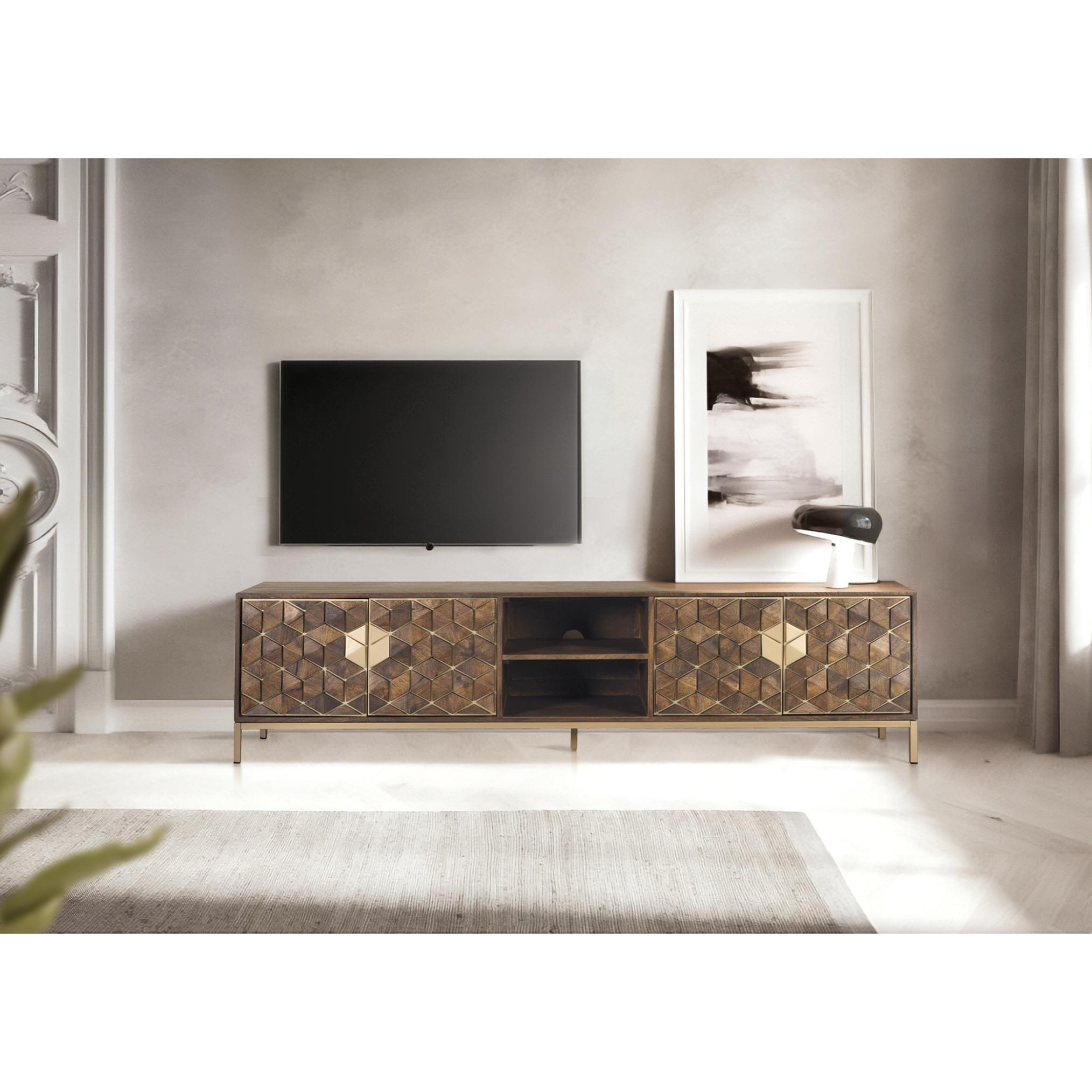 Mueble TV de Madera de Mango 190 Cm Estilo Rústico Moderno