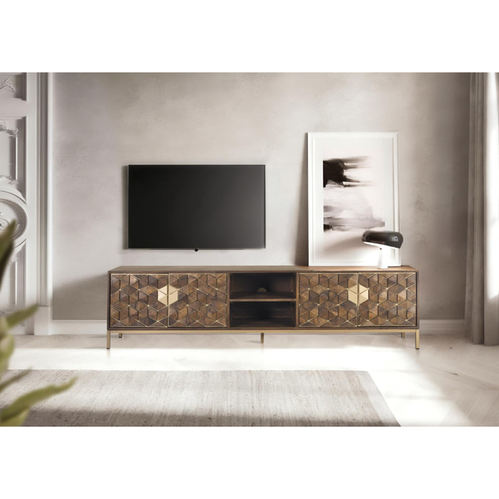 Mueble TV de Madera de Mango 190 Cm Estilo Rústico Moderno