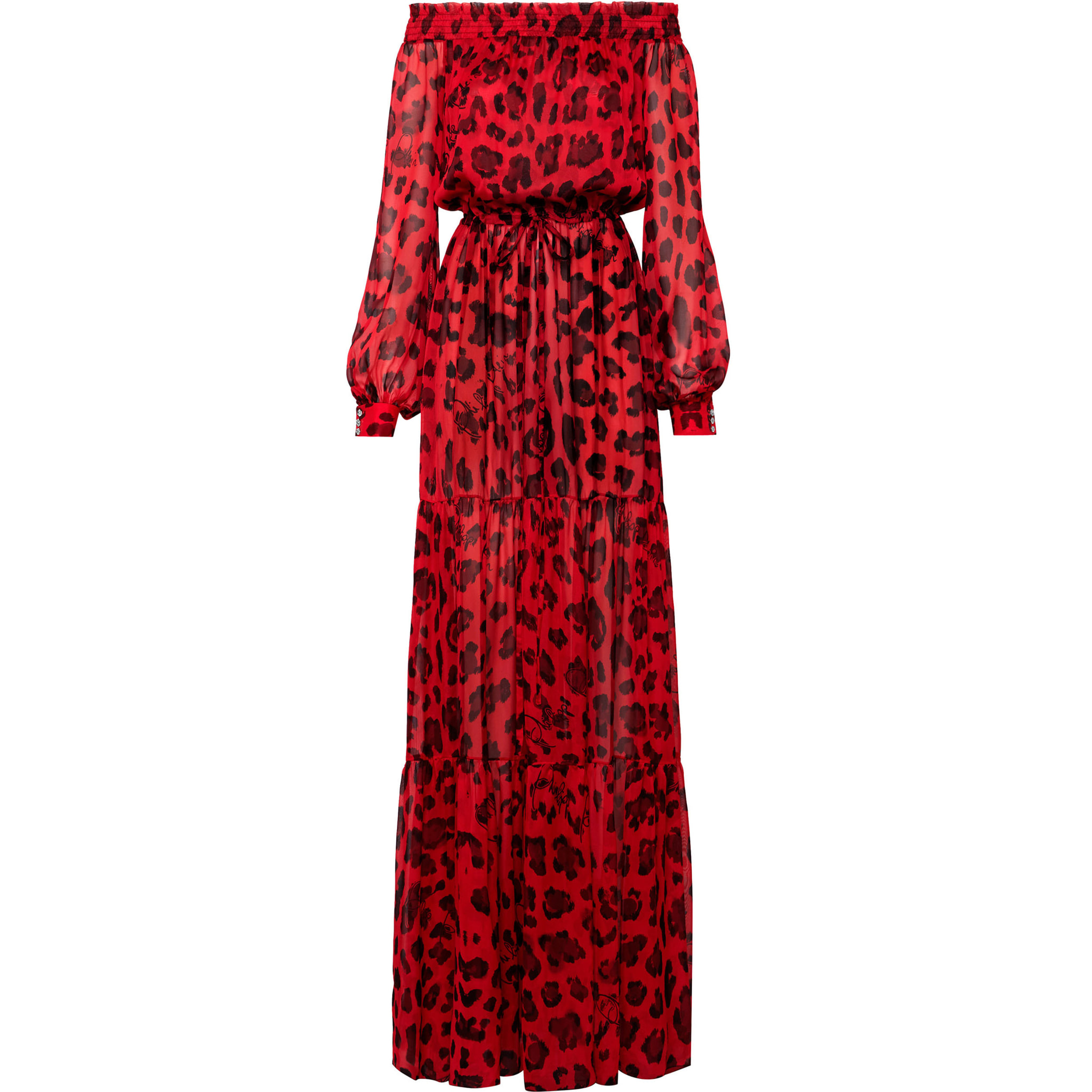 PHILIPP PLEIN Abito lungo LEOPARD
