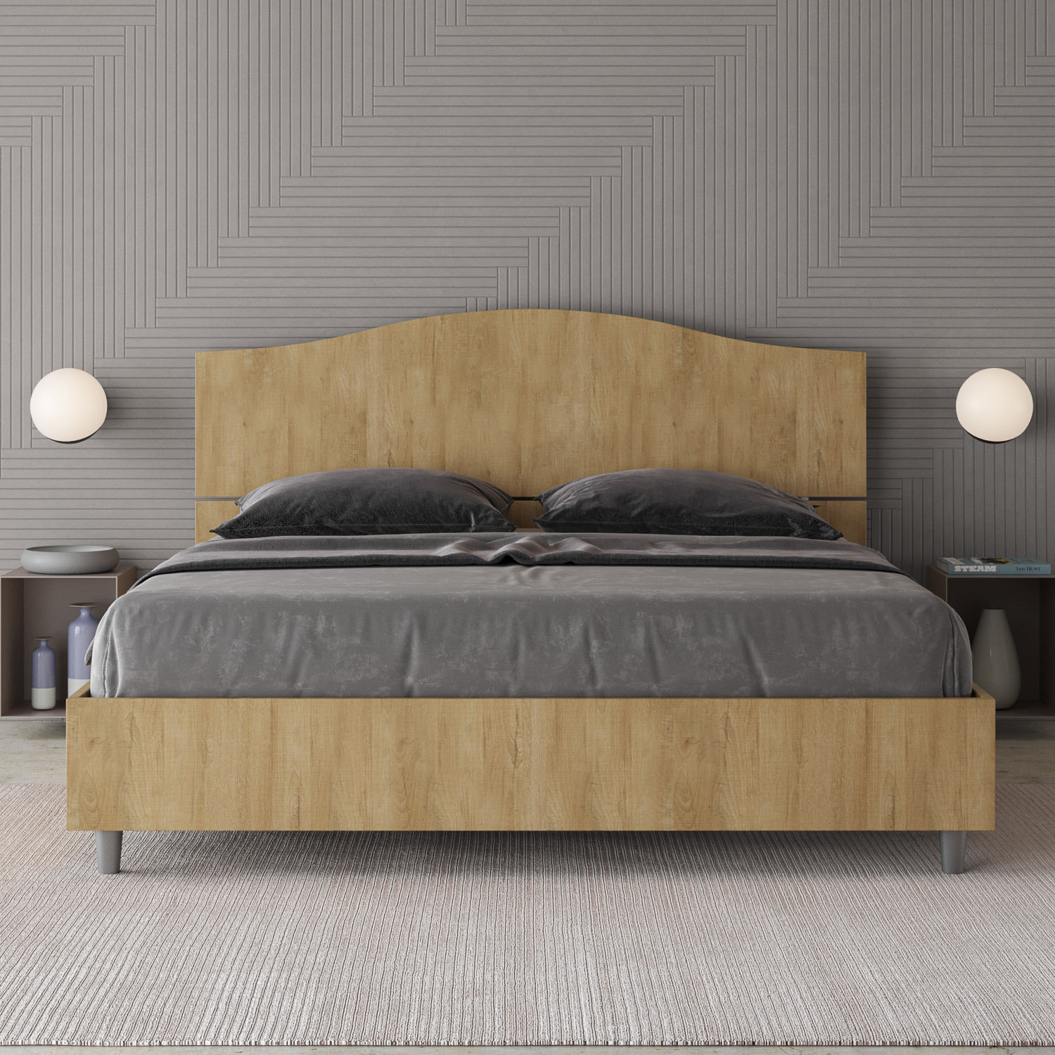 Letto con rete 160x190 quercia Dores