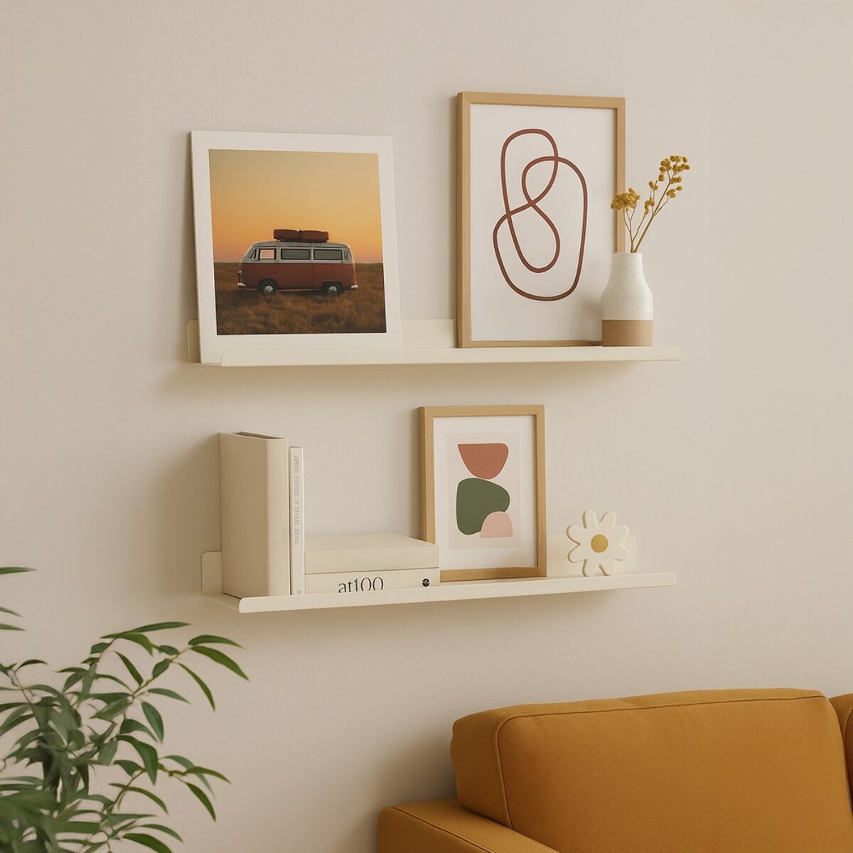 Mensola da muro in acciaio 40x13x12 cm avorio - Pop