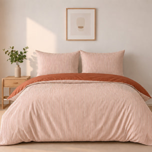 Parure housse de couette mini seersucker rayures terre cuite, MILLERAY