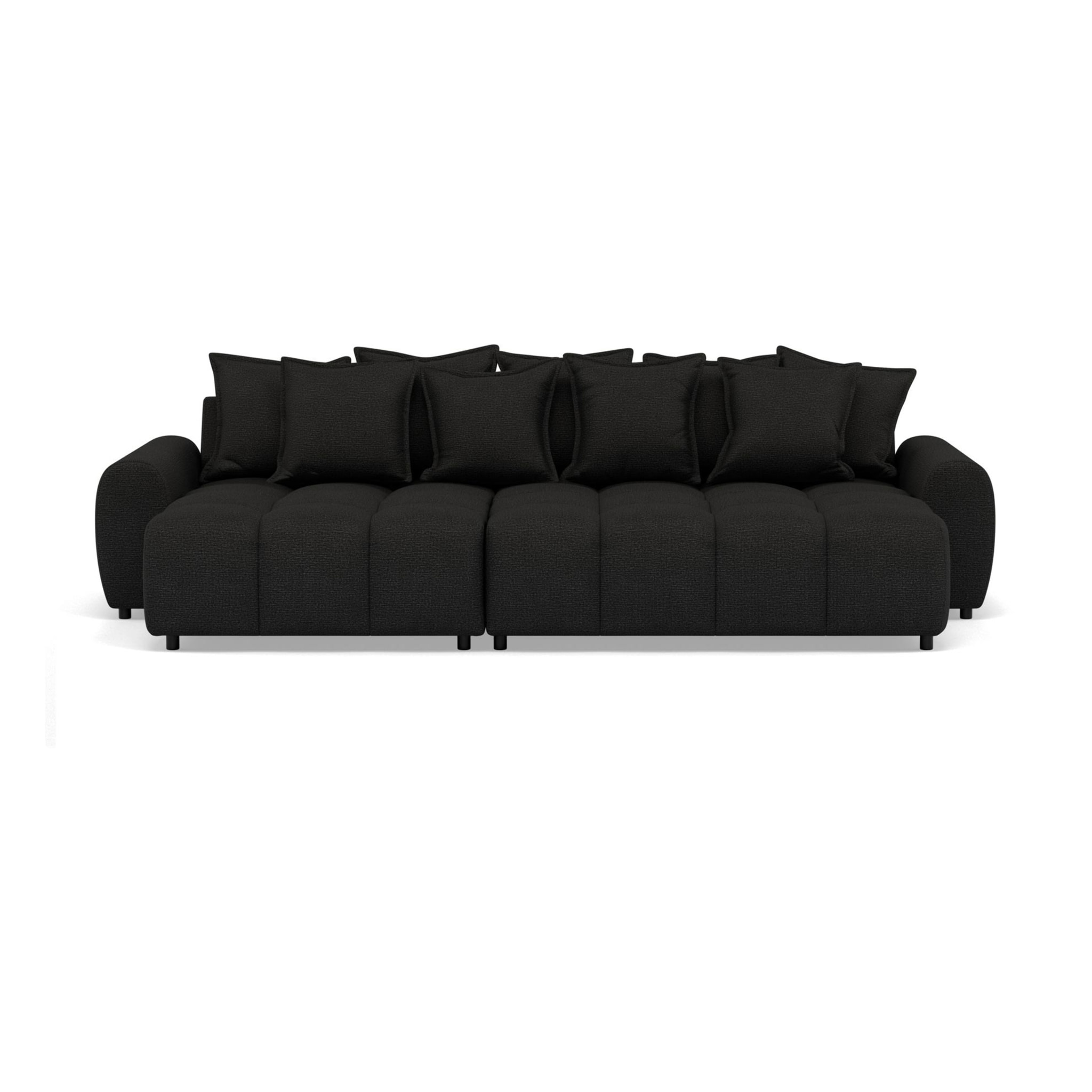 Adelaide - canapé d'angle réversible 4 places avec pouf d'appoint en tissu texturé - Noir