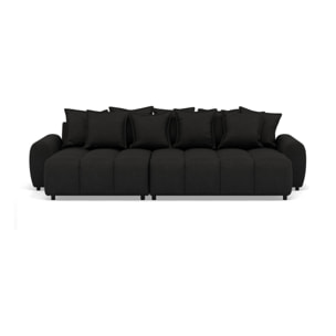 Adelaide - canapé d'angle réversible 4 places avec pouf d'appoint en tissu texturé - Noir