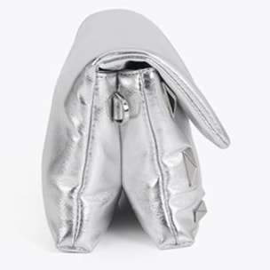 Piccola borsa a tracolla metallica con borchie rettangolari