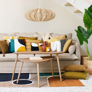 Coussin motifs "Otto" jaune 38x38cm