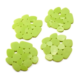 Lot de 4 Tapis antiderapants de douche ou baignoire PVC GALETS 12x13cm Vert Anis MSV