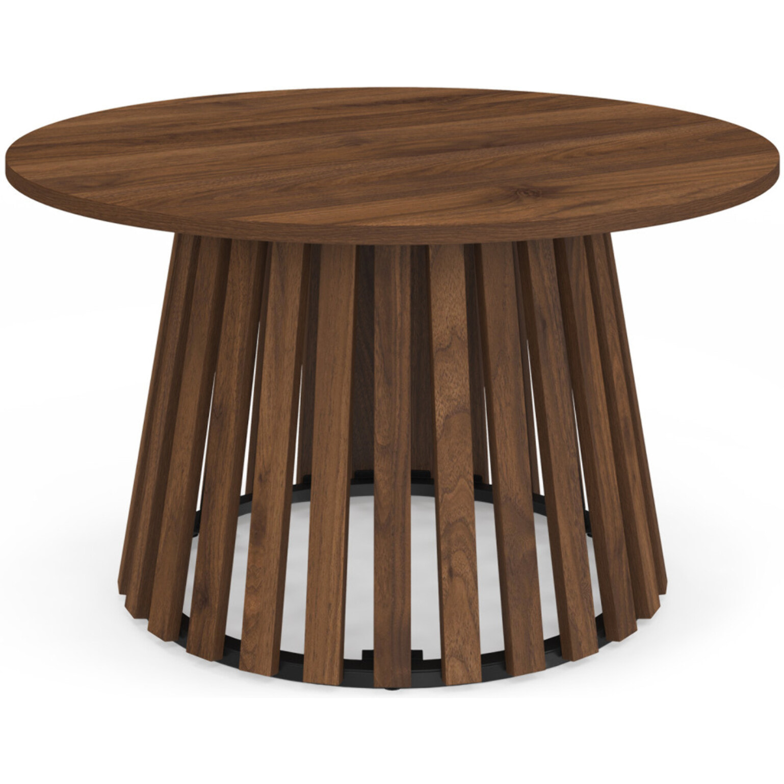 Table basse ronde Camélia pieds lattes effet noyer Ø70cm