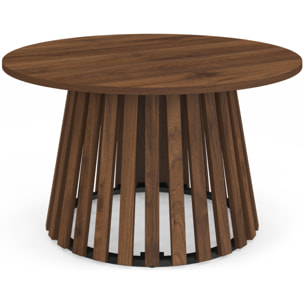 Table basse ronde Camélia pieds lattes effet noyer Ø70cm