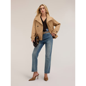 Motivi - Trench doppiopetto con colletto alto - Beige