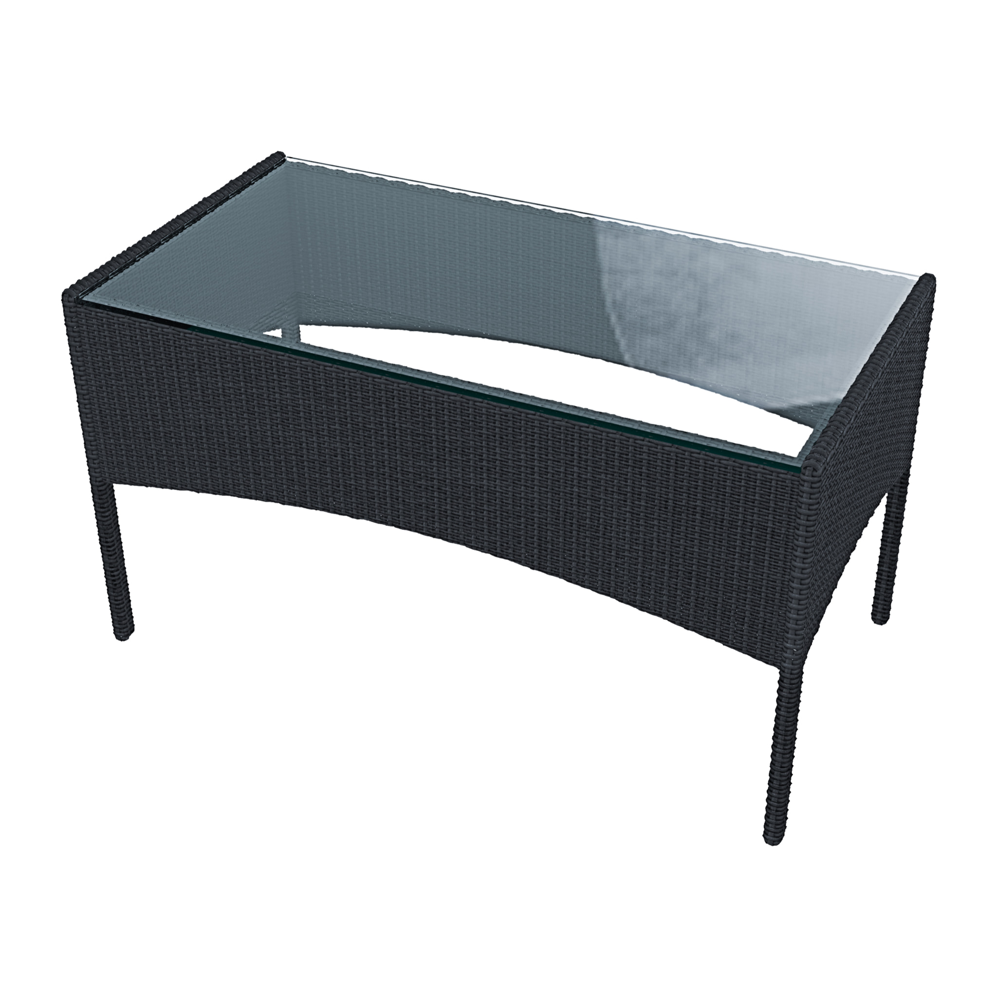 Set Di Mobili da Giardino Salotto Salottino in Rattan 4 Posti con Tavolino E Ripiano In Vetro 2 Poltrone e Divano 2 Posti Per Giardino Esterno Piscina Cuscini Sfoderabili Colore Nero