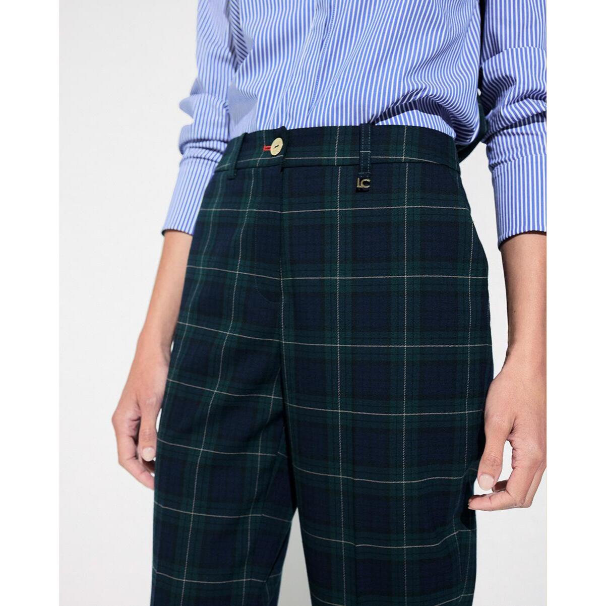 Pantaloni Barcellona aderenti con motivo scozzese