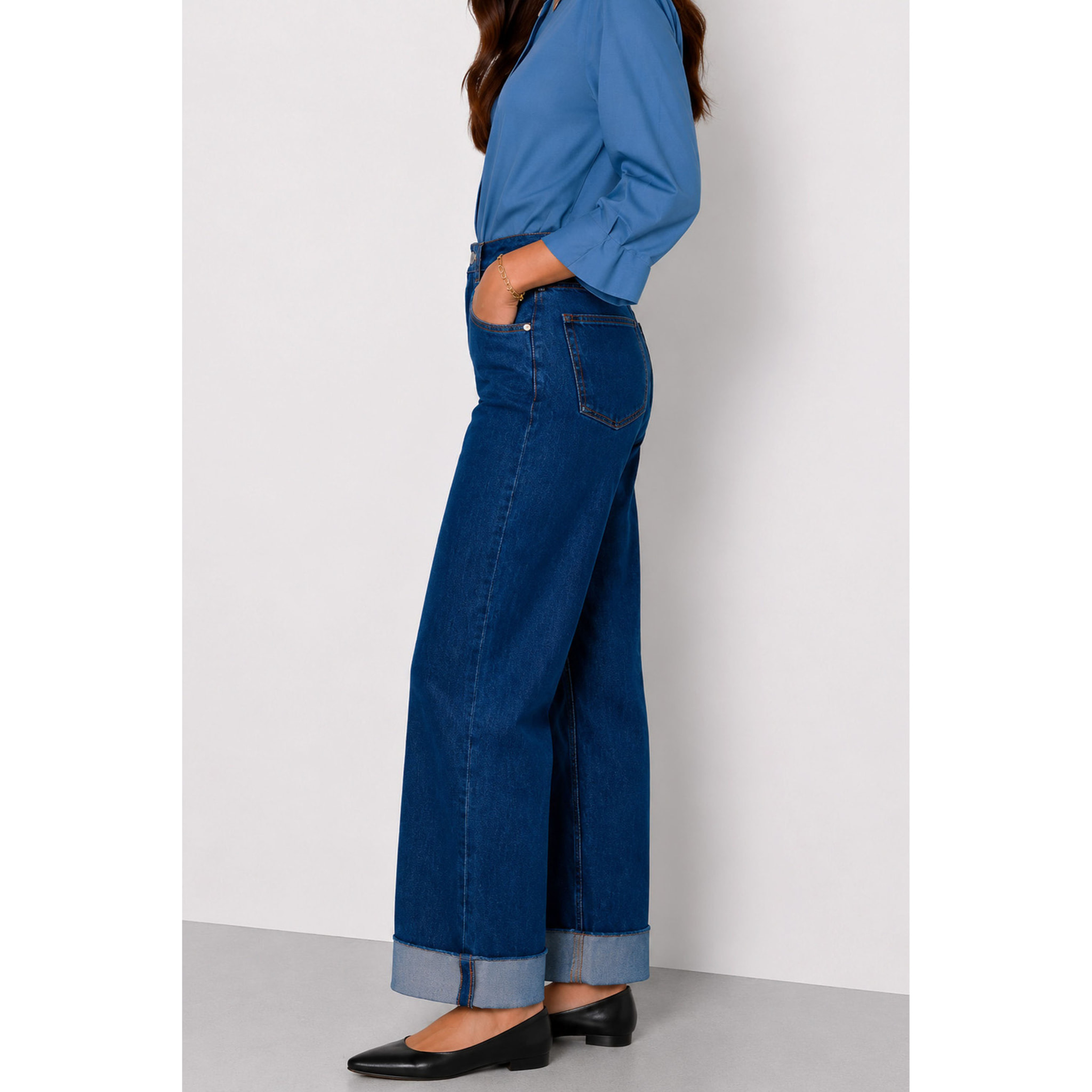 Kocca - Jeans a vita alta e gamba larga in 100% cotone Donna
