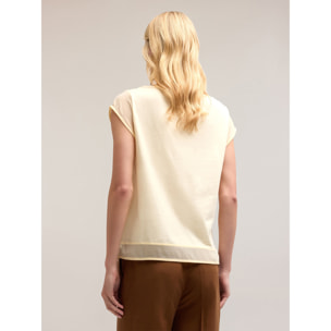 Motivi - T-shirt in jersey con inserti in georgette - Giallo