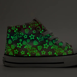 Sneakers alte multicolor che si illuminano al buio