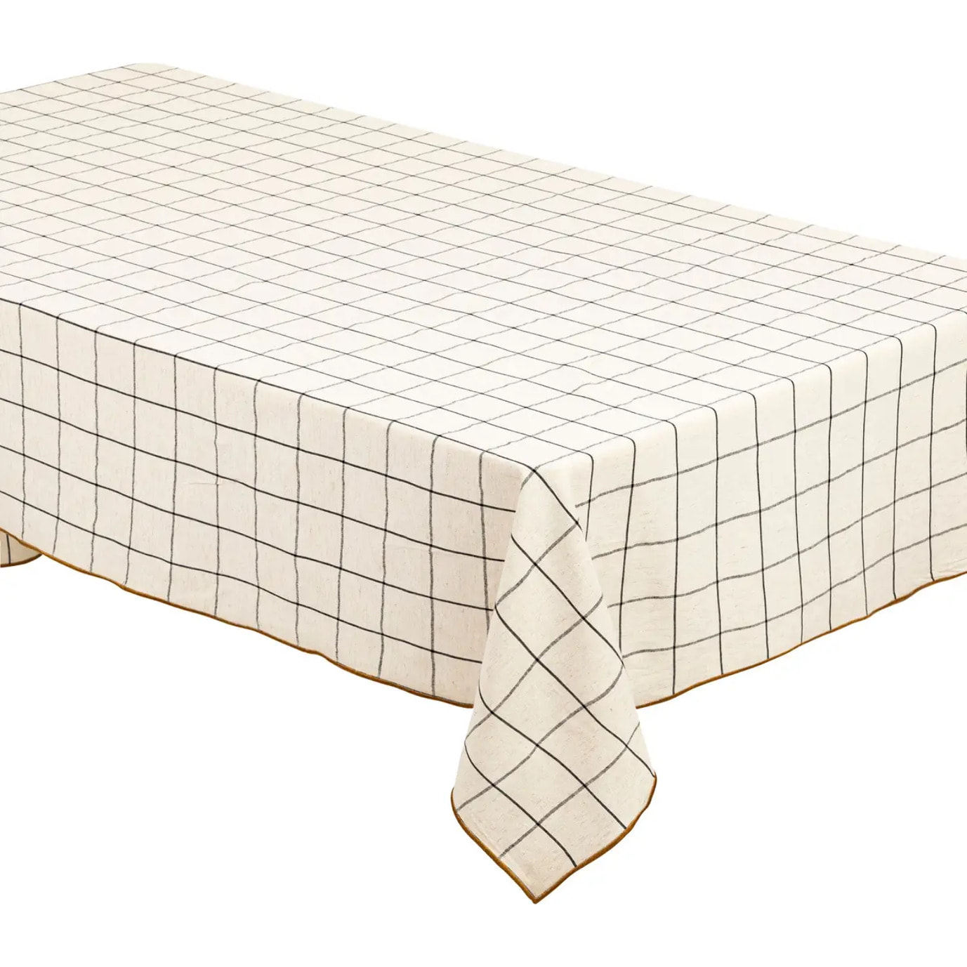 Nappe carreaux Helu coton beige et noir 150x250cm