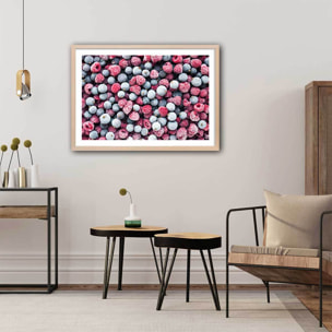 Affiche cuisine coktail de fruits rouges givrés Affiche + cadre en bois - Chêne