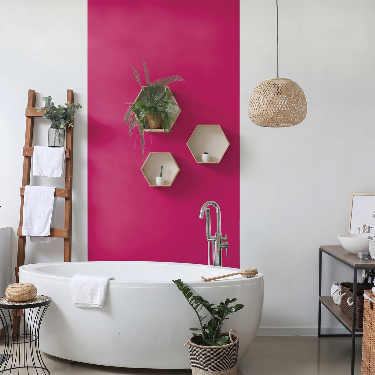 Rouleau adhésif décoratif Vinyle au Mètre - Fushia - Sticker Lavable Imperméable Mur Cuisine Meubles