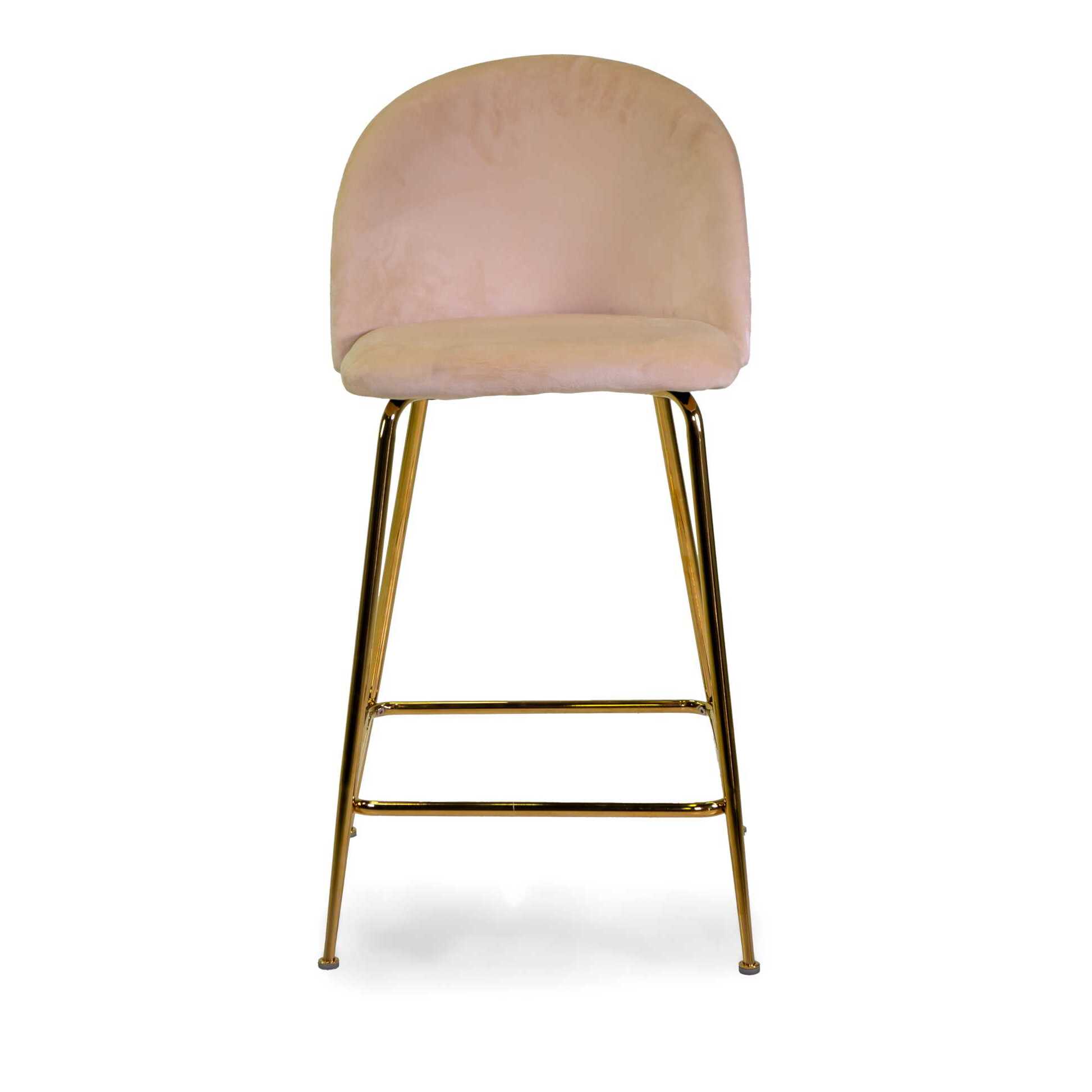 Sgabello Sammi Vacchetti in velluto crema con struttura oro cm44x48h91