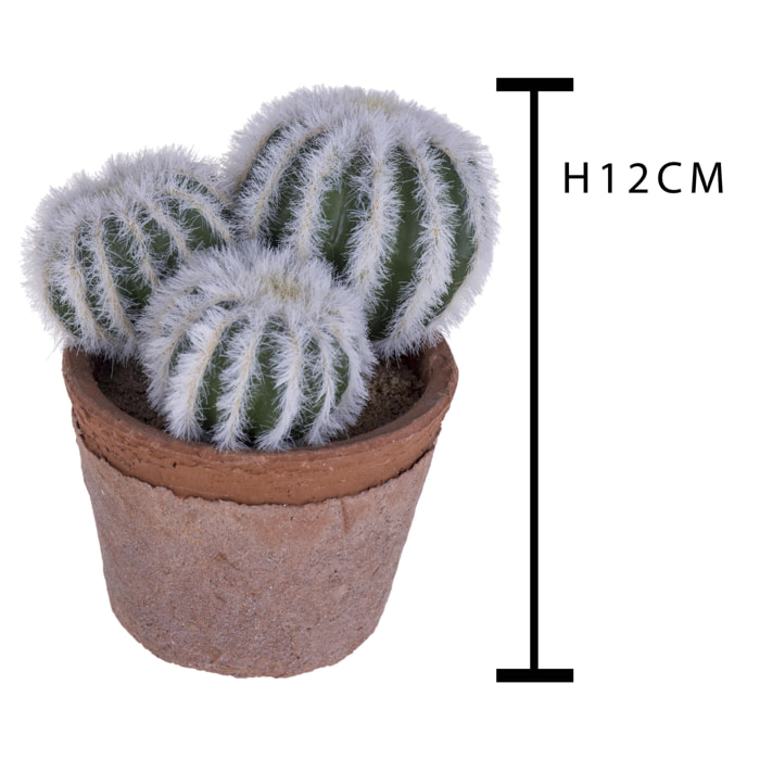Cactus X 3 Con Vaso. Altezza 12 Cm - Pezzi 4 - 9X12X9cm - Colore: Verde - Bianchi Dino - Piante Artificiali