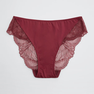 Slip midi in pizzo granato