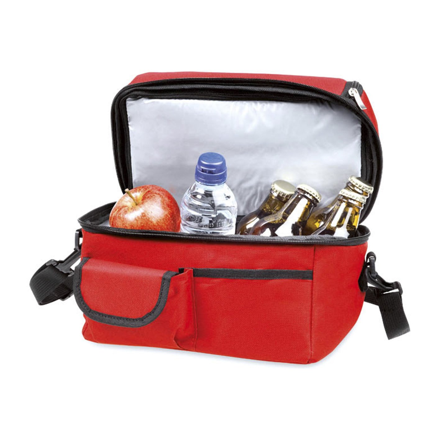 Frigorifero Bemel all-terrain in resistente poliestere 600D con molteplici tasche. Interno isotermico con finitura in alluminio.