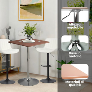 Tavolo quadrato alto, con base cromata regolabile in altezza - Lima