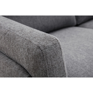 Canapé design 2 places en tissu effet velours texturé gris foncé et métal noir MOSCO