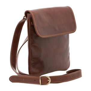 Borsa a tracolla da uomo in vera pelle - Modello False - Made in Italy - 25.0 x 23.0 x 4.0 cm