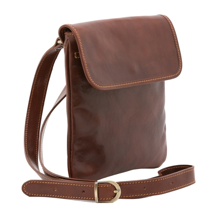 Borsa a tracolla da uomo in vera pelle - Modello False - Made in Italy - 25.0 x 23.0 x 4.0 cm